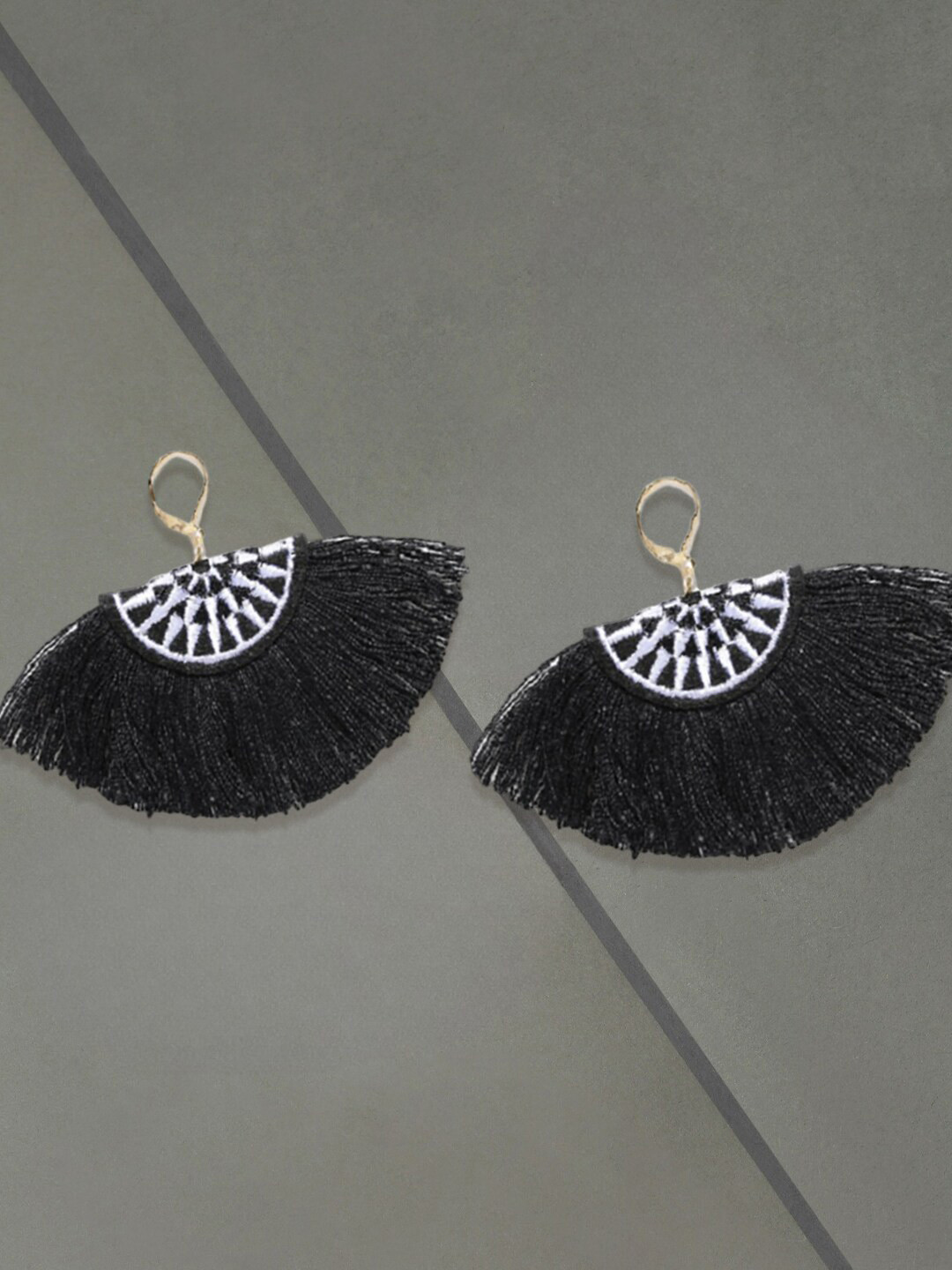 

OOMPH Contemporary Tasselled Drop Earrings, Black