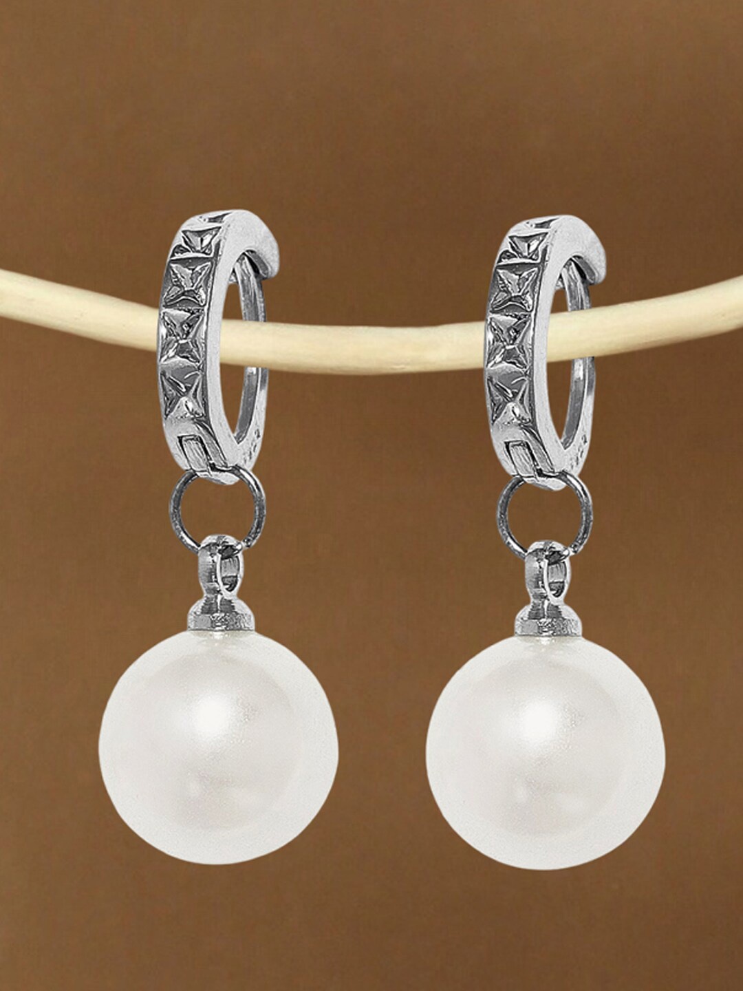 

OOMPH Silver-Plated Contemporary Beaded Drop Earrings