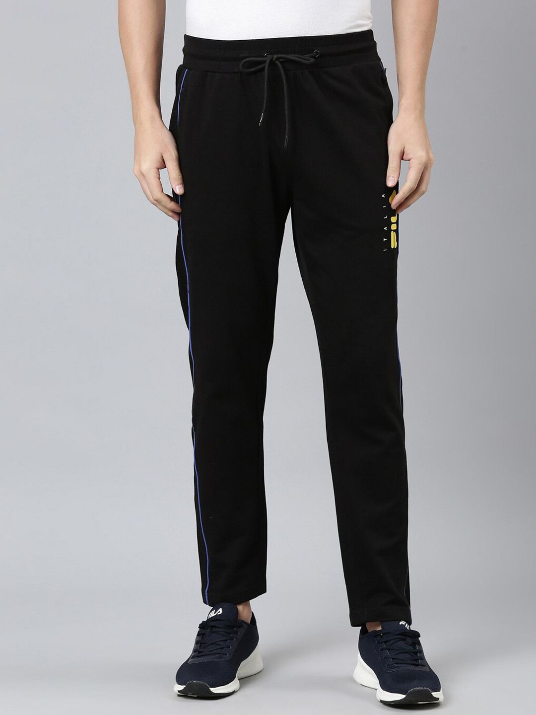 

FILA Men Regular Fit Cotton Sports Track Pants, Black