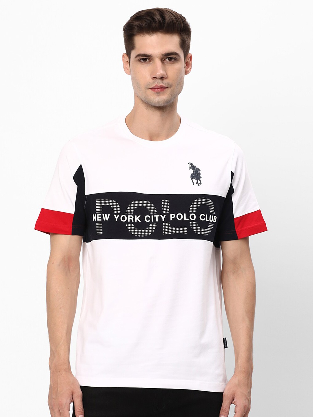 

R&B Colourblocked Cotton T-shirt, White