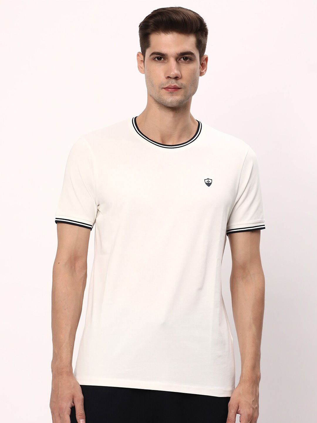 

R&B Round Neck Cotton T-shirt, White