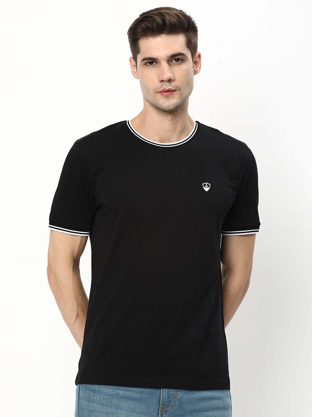 

R&B Cotton Round Neck T-shirt, Black