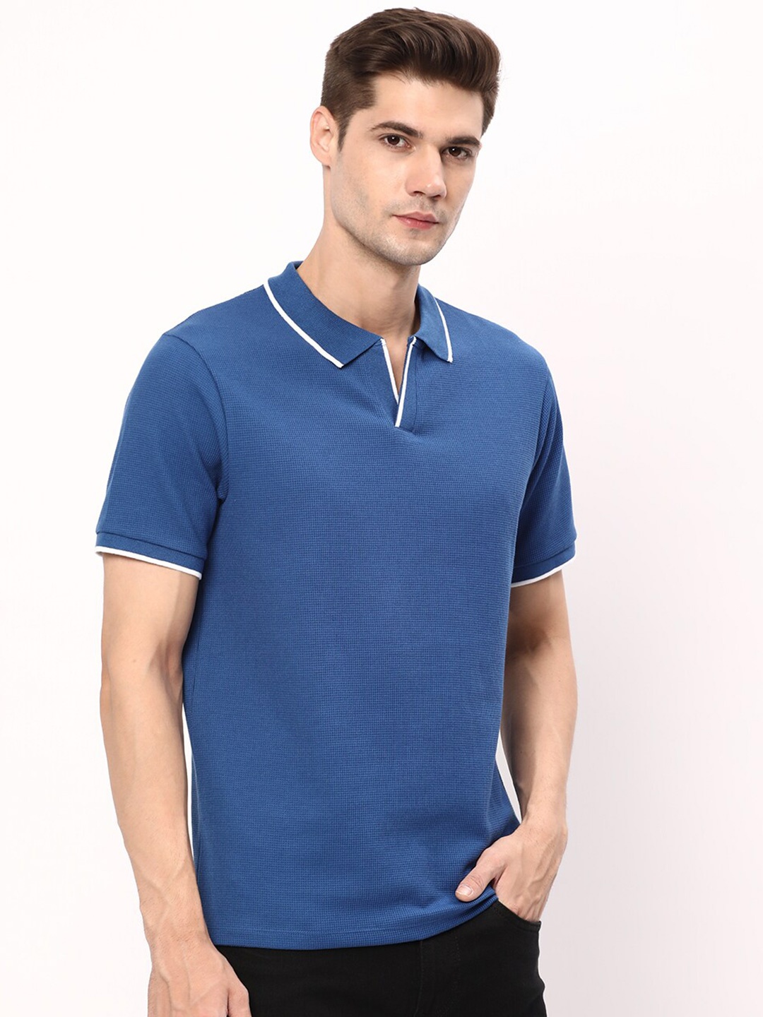 

R&B Polo Collar Regular Fit T-shirt, Blue