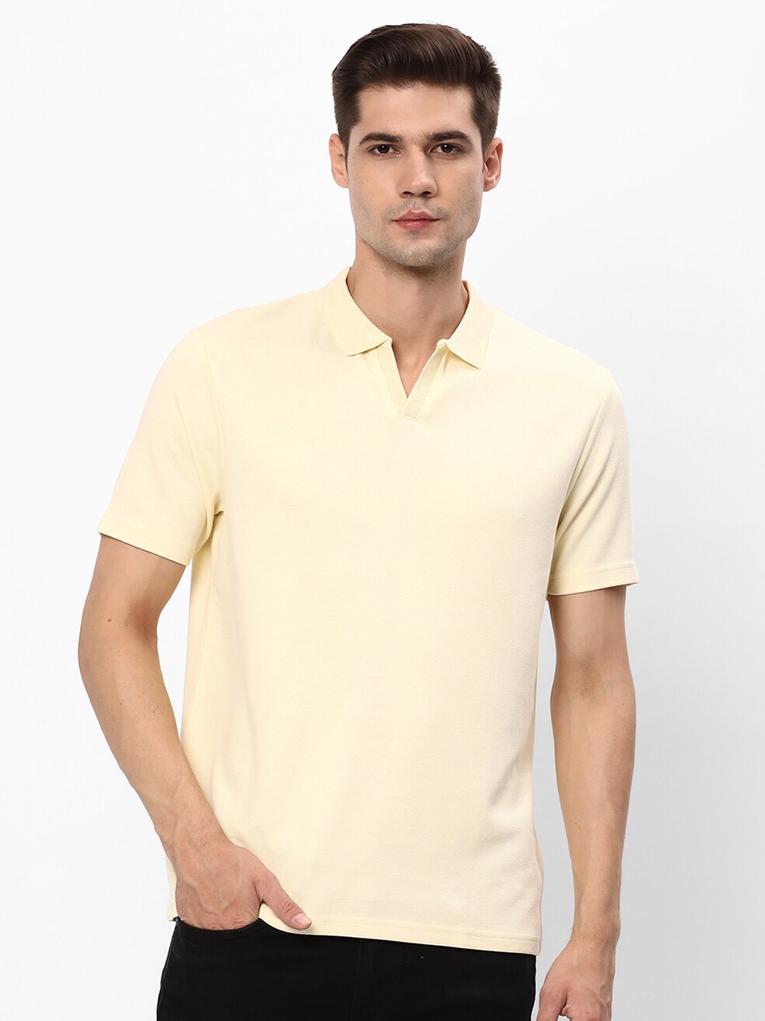 

R&B Polo Collar Casual T-shirt, Yellow