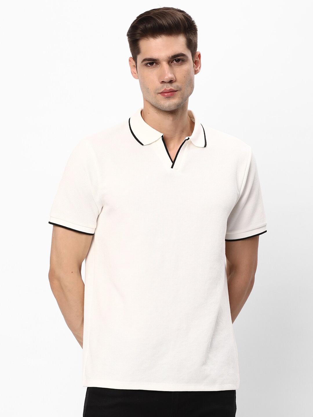 

R&B Polo Collar Regular Fit T-shirt, White