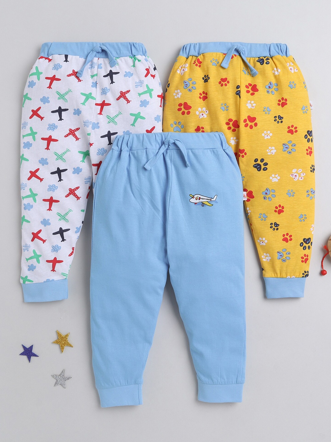 

BUMZEE Boys Pack Of 3 Printed Joggers, Yellow