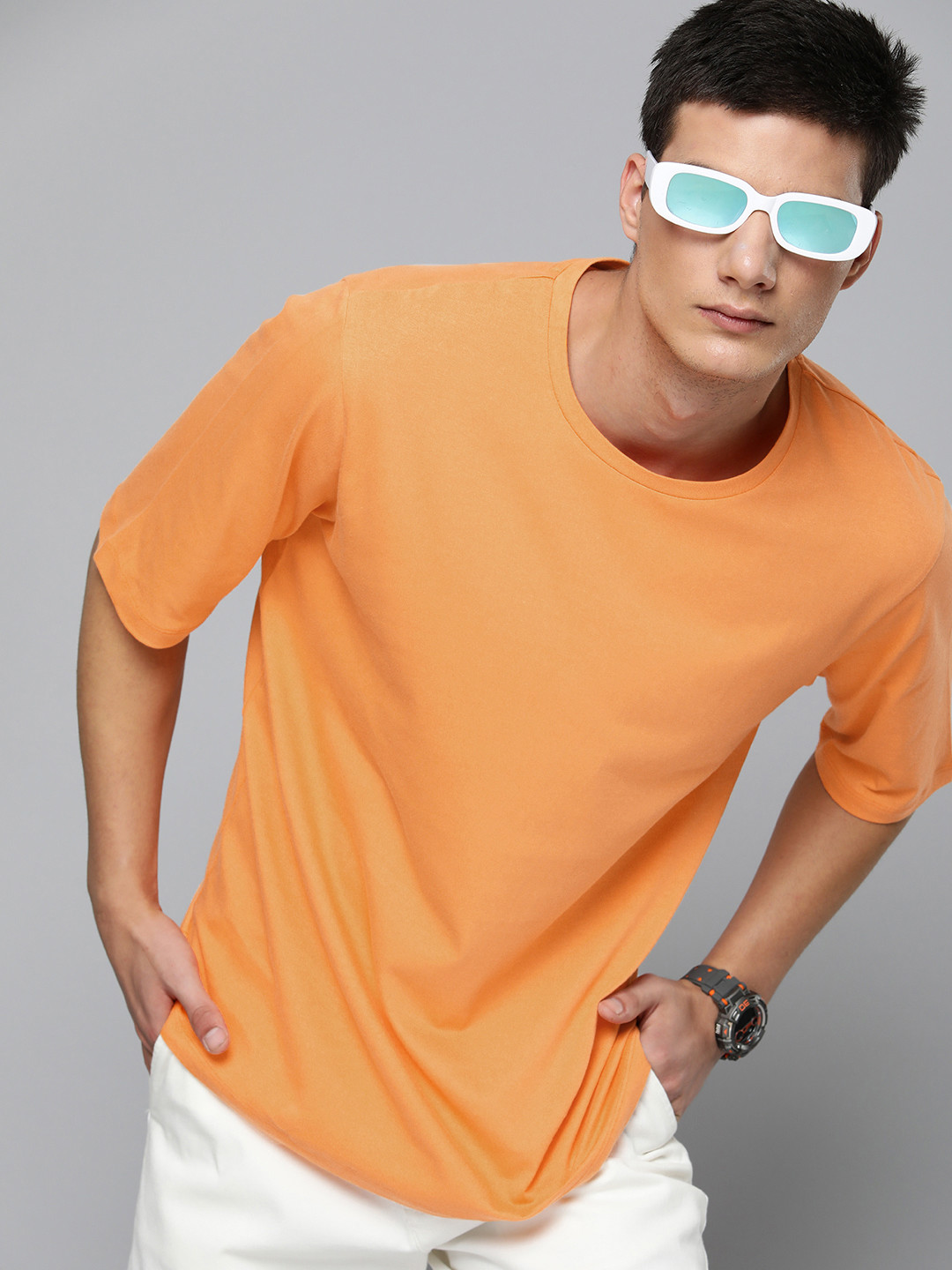 

Harvard Solid Oversized Pure Cotton T-shirt, Orange