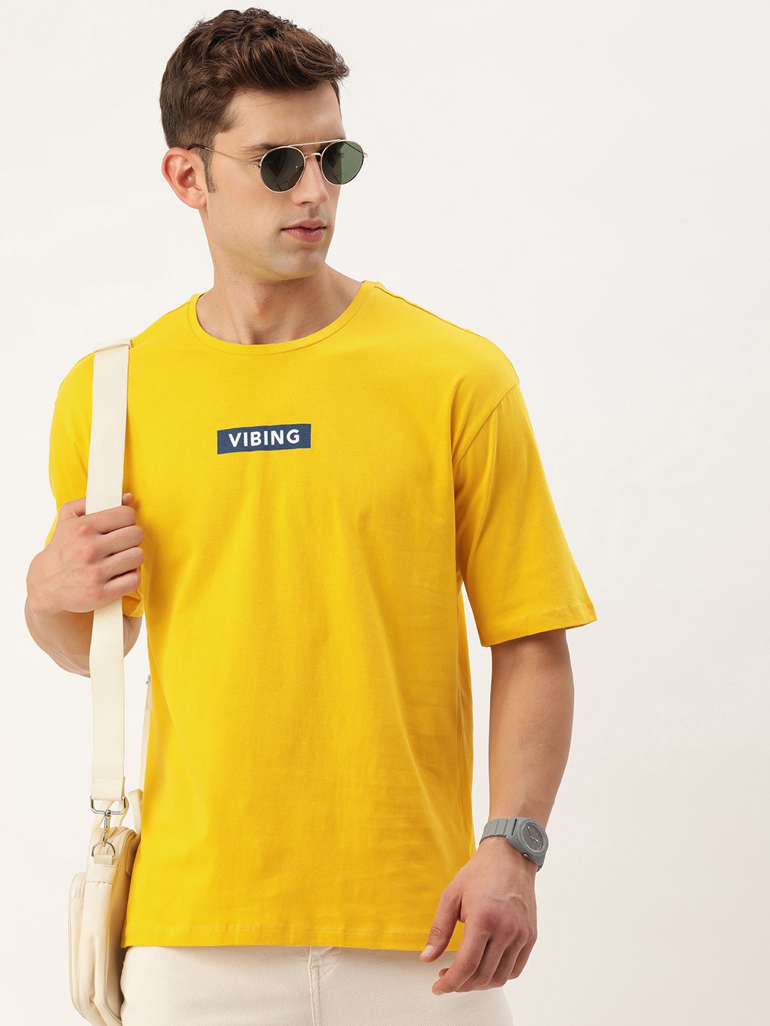 

Harvard Printed Pure Cotton T-shirt, Yellow