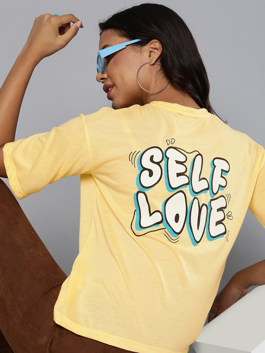 

Harvard Pure Cotton Typography Printed Drop-Shoulder Sleeves T-shirt, Yellow