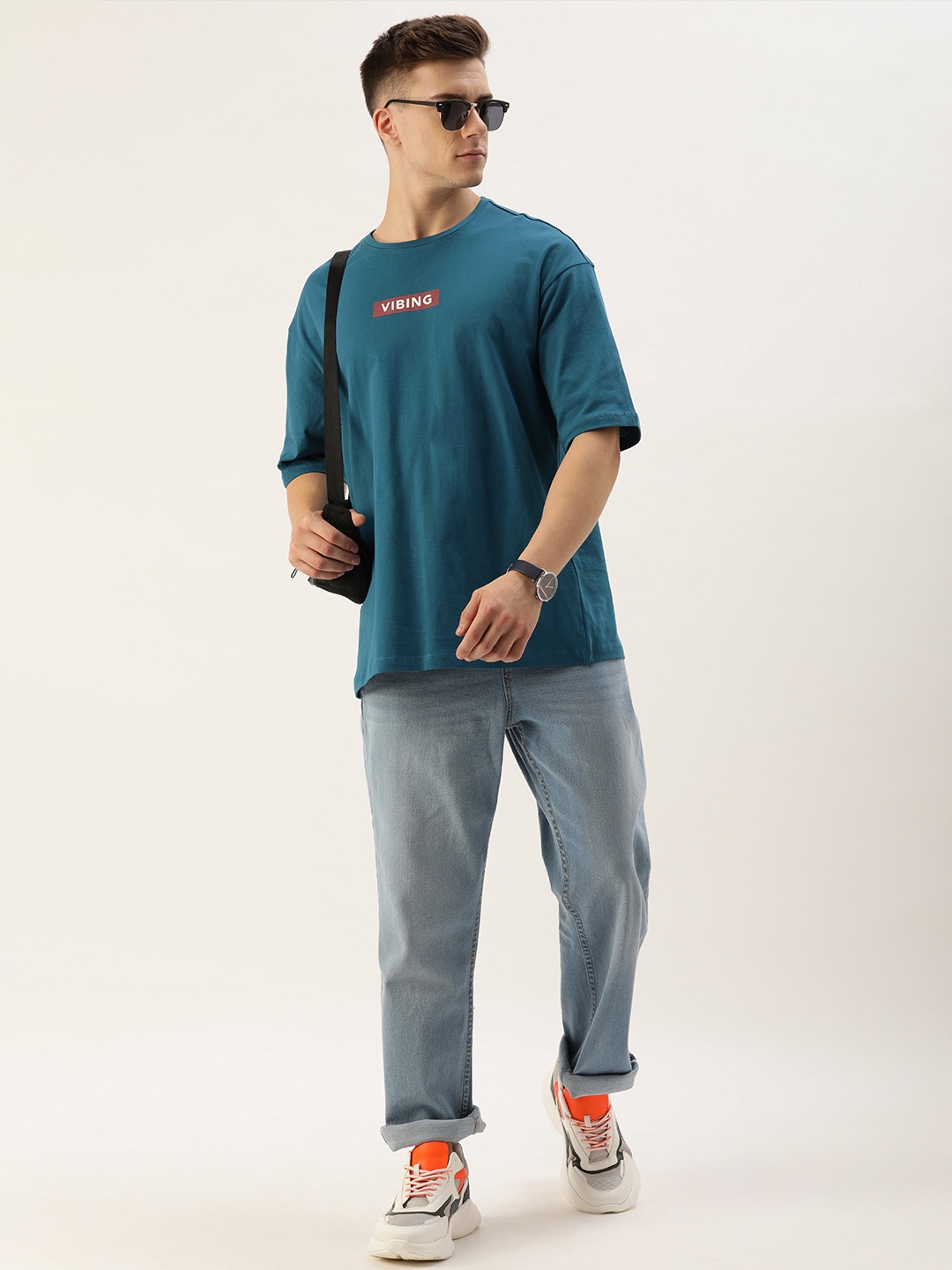 

Harvard Pure Cotton Typography Printed Casual T-shirt, Teal