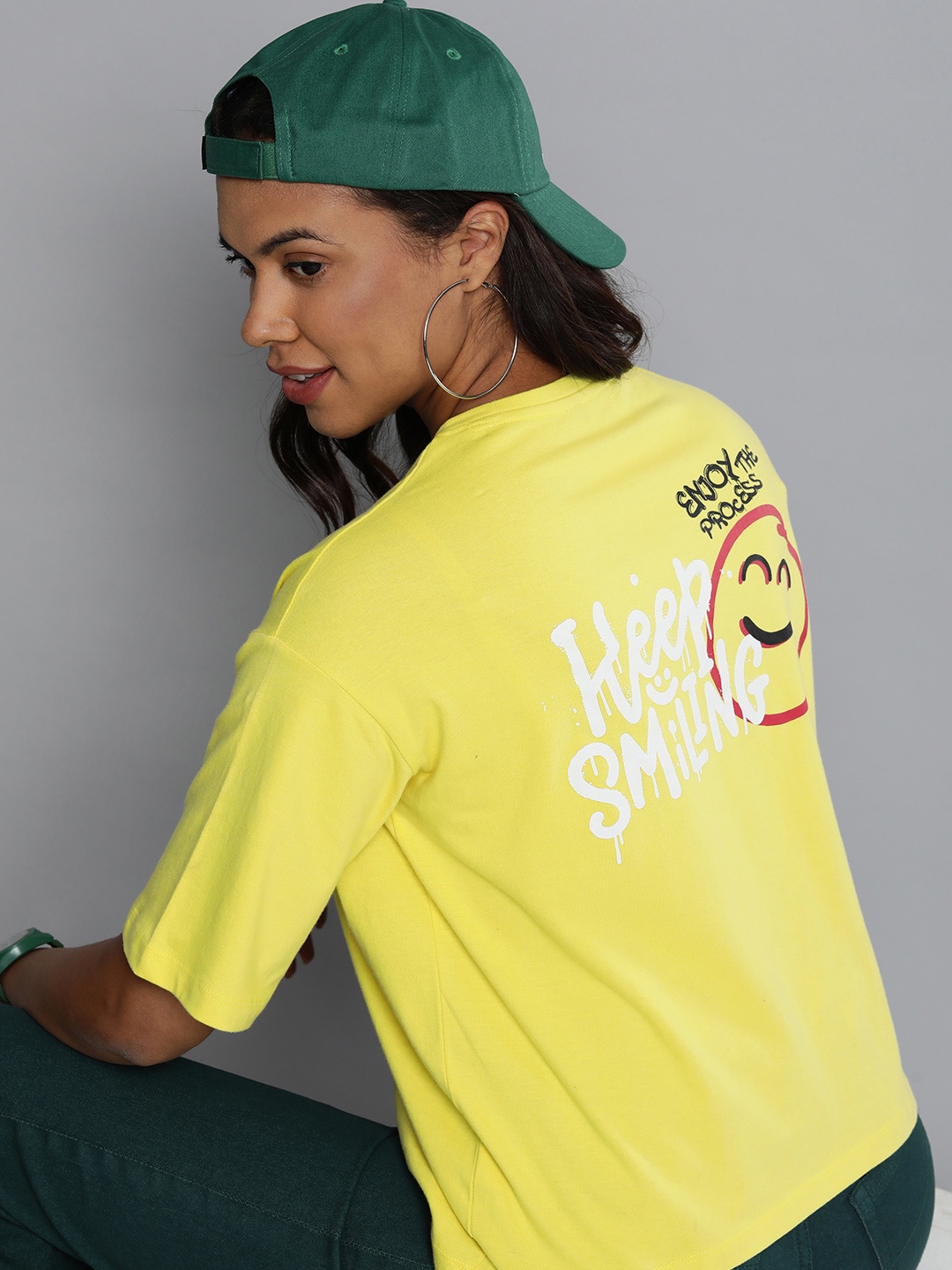 

Harvard Pure Cotton Typography Printed Drop-Shoulder Sleeves T-shirt, Yellow