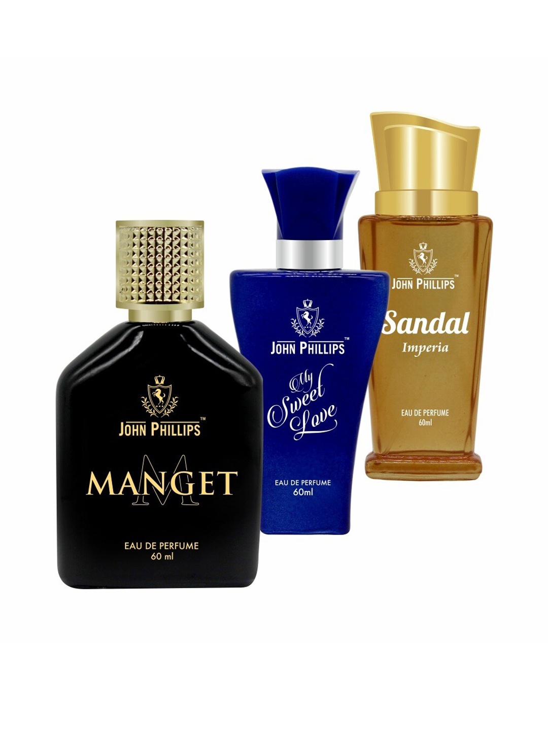 

JOHN PHILLIPS Luxury Set of 3 Long Lasting Eau de Parfum - 60ml Each, Na