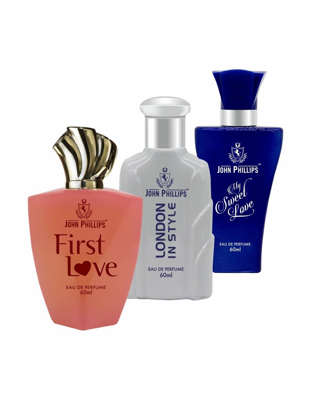

JOHN PHILLIPS Set of 3 Long Lasting Eau de Parfum 60ml Each, White