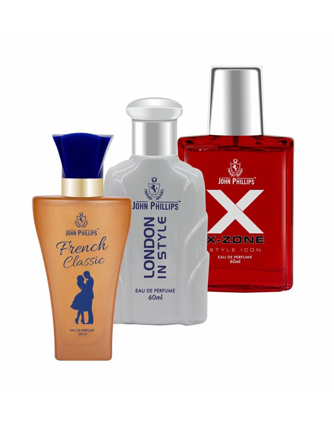 

JOHN PHILLIPS Set Of 3 French Classic - London In Style & XX-Zone - 60ml Each, White