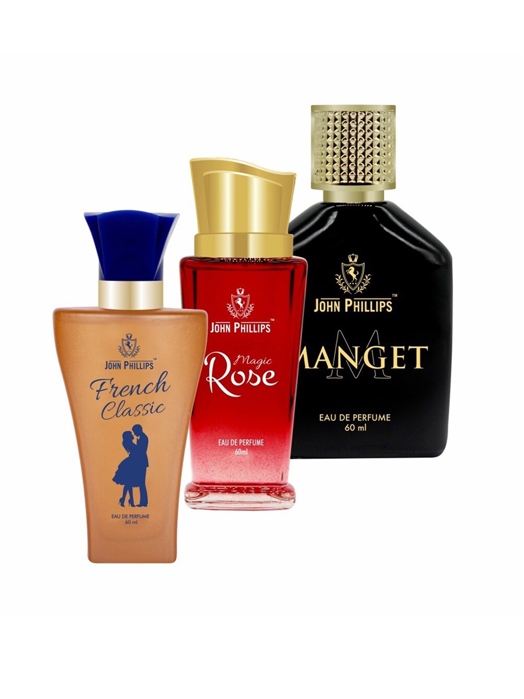

JOHN PHILLIPS Set Of 3 French Classic - Magic Rose & Manget Eau De Perfumes 60ml Each, Red
