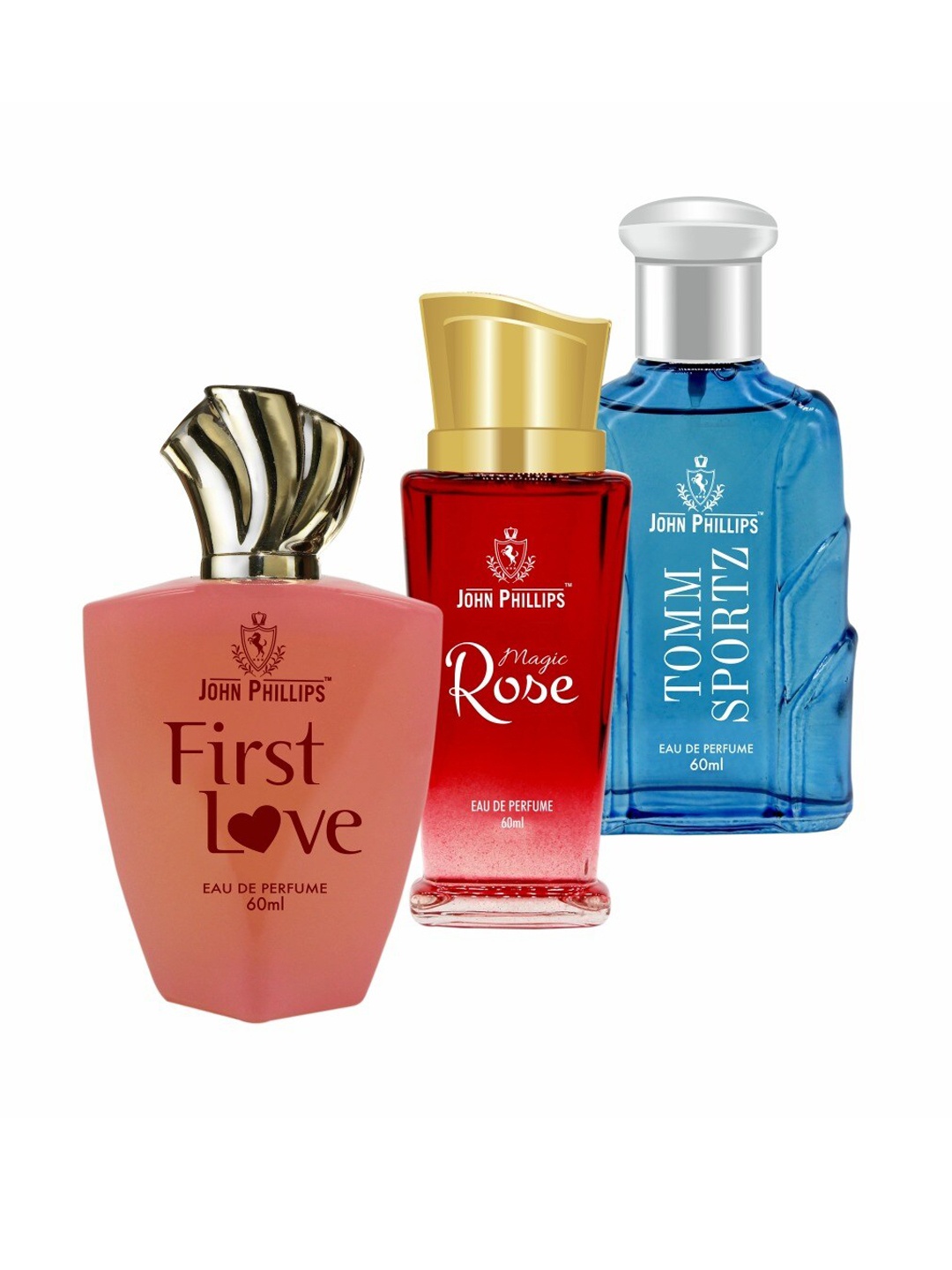 

JOHN PHILLIPS Set Of 3 Magic Rose - First Love & Tomm Sportz Eau De Perfumes 60ml Each, Orange