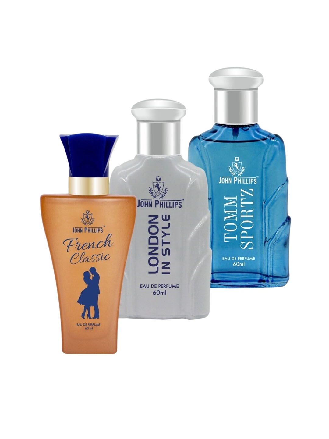 

JOHN PHILLIPS Set of 3 EDP 60 ml each - French Classic + London In Style + Tomm Sportz, Blue