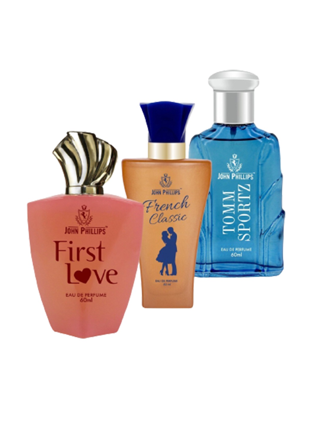 

JOHN PHILLIPS Set of 3 Eau De Parfum 60ml each - First Love + French Classic + Tomm Sportz, Blue