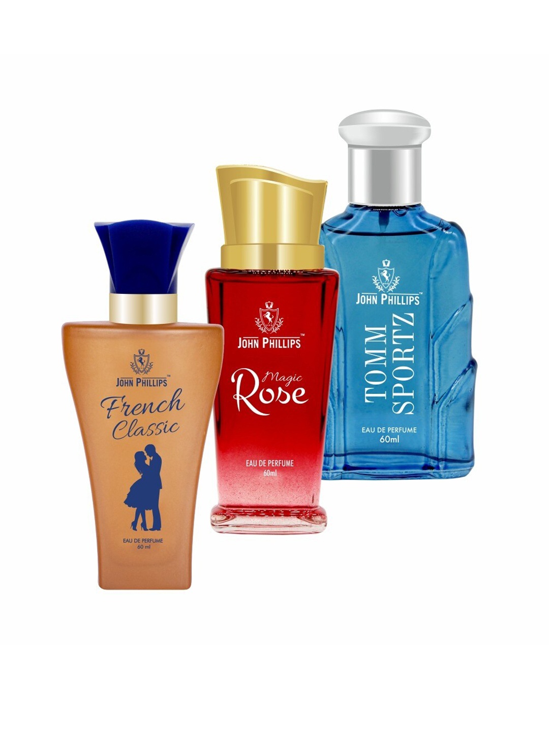 

JOHN PHILLIPS Set Of 3 Long Lasting French Eau De Perfumes 60 ml Each, Red