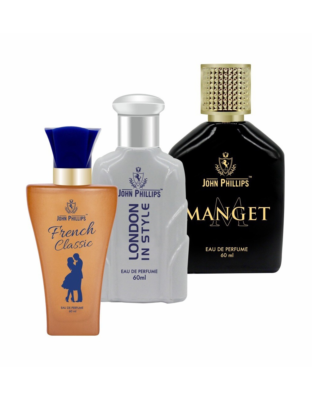 

JOHN PHILLIPS Set of 3 Eau De Parfum 60ml Each-French Classic + London In Style + Manget, White