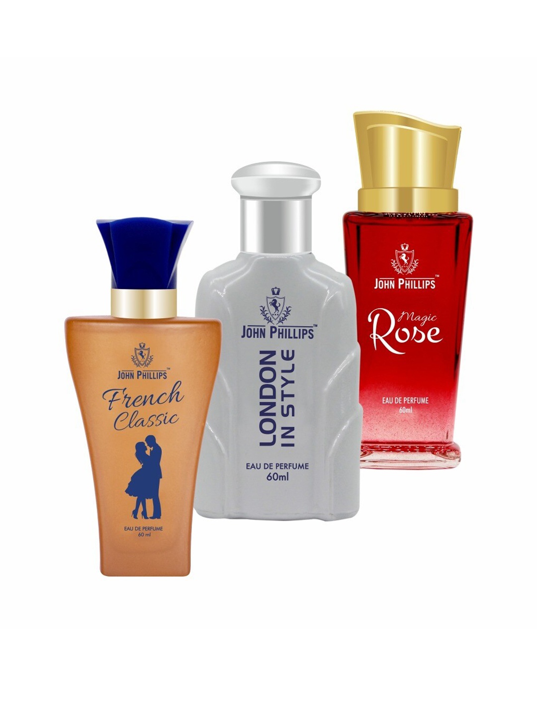 

JOHN PHILLIPS Set of 3 Long Lasting Eau De Parfum - 60 ml each, White