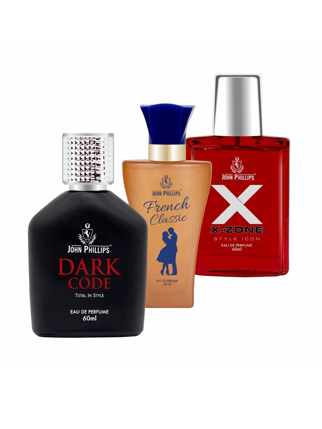 

JOHN PHILLIPS Set Of 3 Dark Code- French Classic & XX-Zone Eau De Perfumes 60ml Each, Na