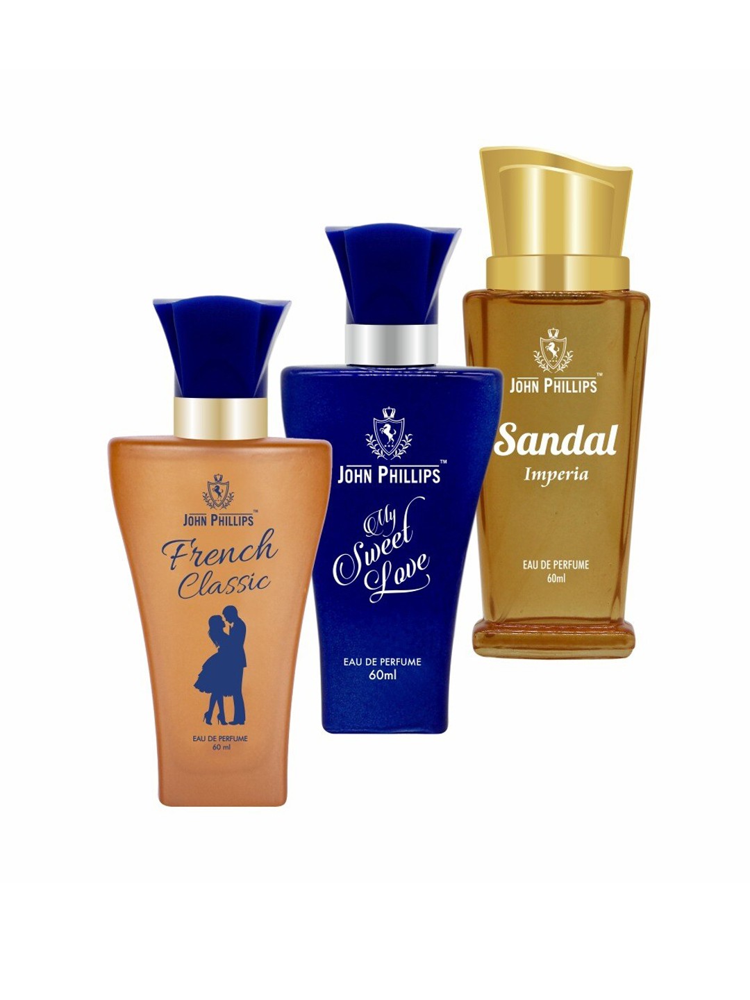 

JOHN PHILLIPS Set of 3 EDP - French Classic + My Sweet Love + Sandal Imperia - 60ml Each, Brown