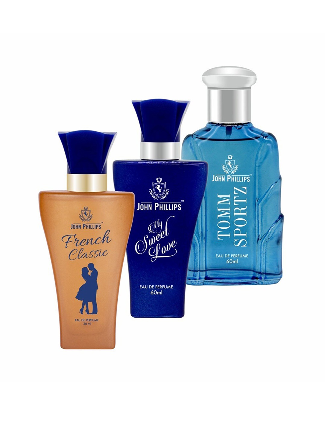 

JOHN PHILLIPS Set of 3 EDP - French Classic + My Sweet Love + Tomm Sportz - 60ml Each, Brown