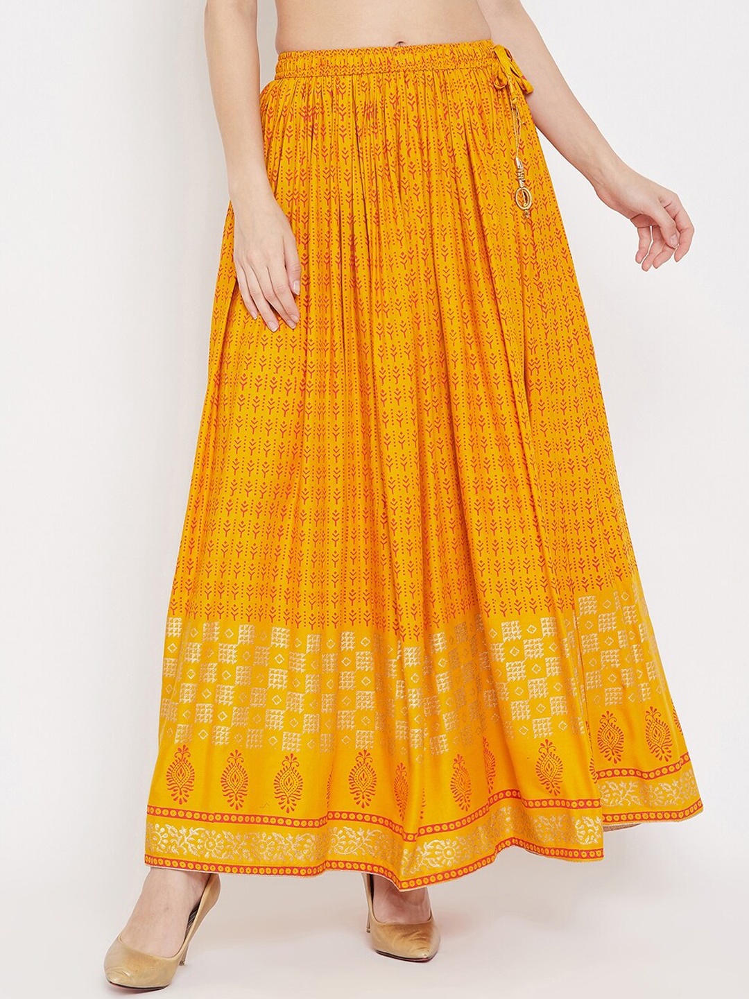 

Clora Creation Geometric Printed Flared Maxi Skirts, Mustard