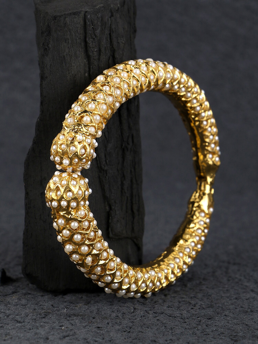 

Adwitiya Collection 24CT Gold-Plated Pearl-Beaded Bangle