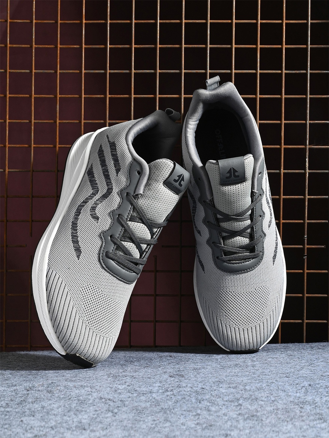 

OFF LIMITS Men Textured Mesh Non-Marking Running Shoes, Grey