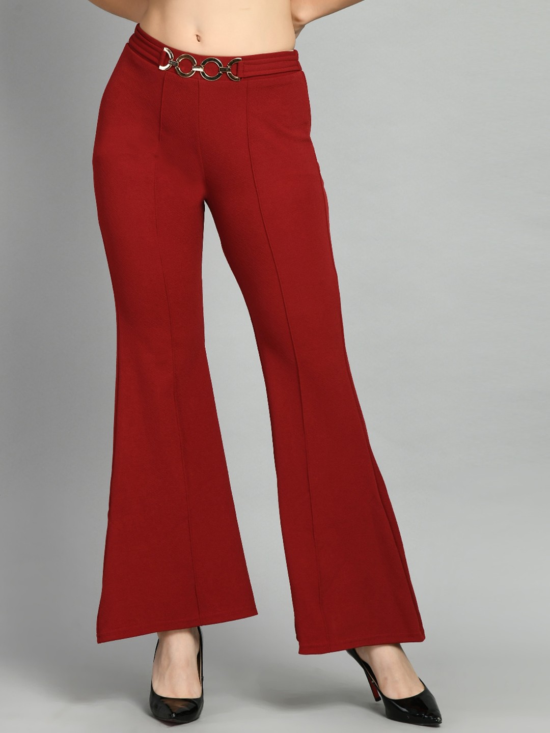 

IUGA Women Relaxed Straight Leg Bootcut Trousers, Maroon