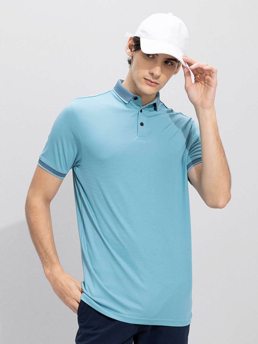 

Snitch Blue Polo Collar Slim Fit T-shirt