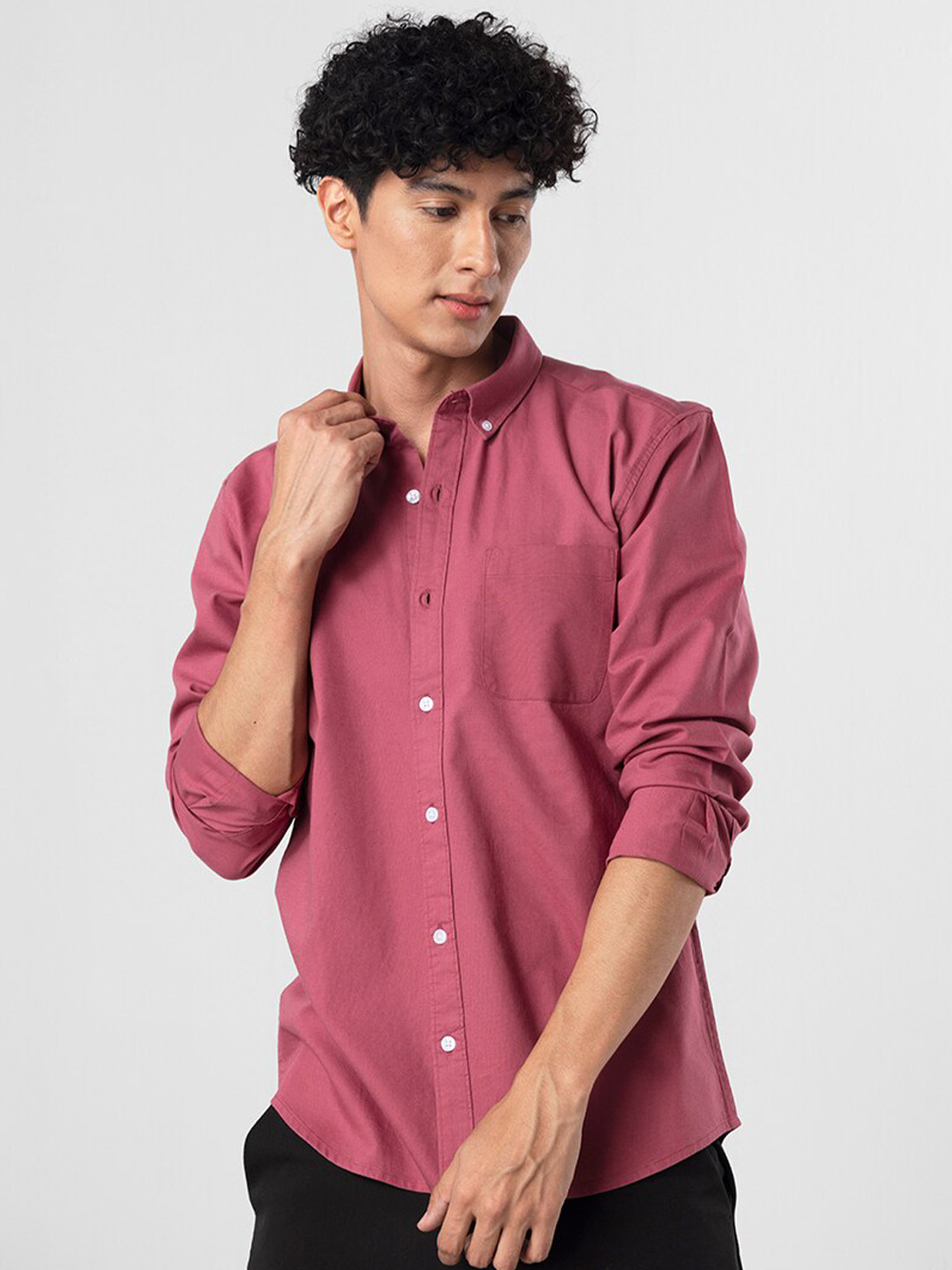 

Snitch Slim Fit Opaque Cotton Casual Shirt, Pink