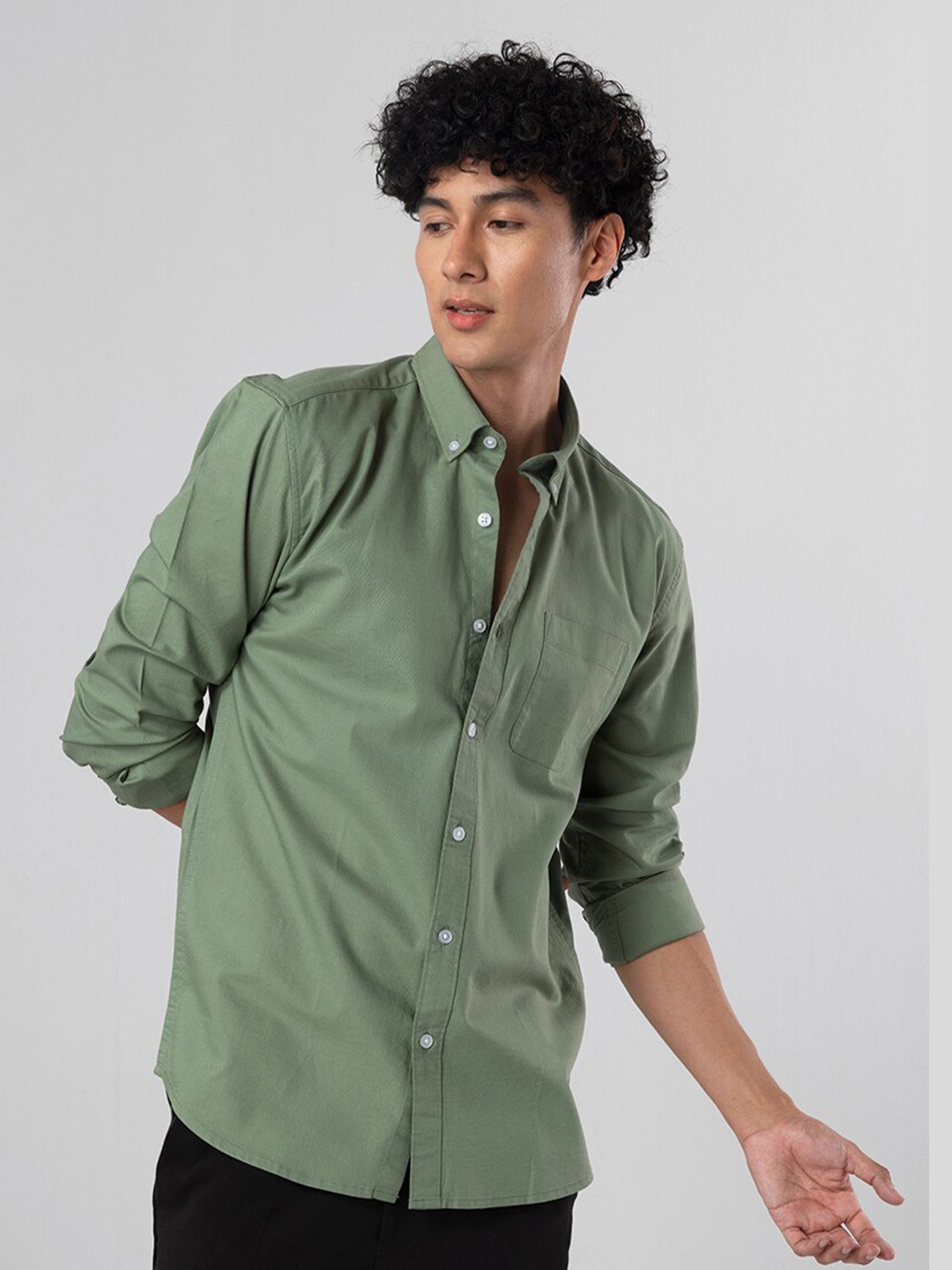 

Snitch Slim Fit Cotton Opaque Casual Shirt, Green