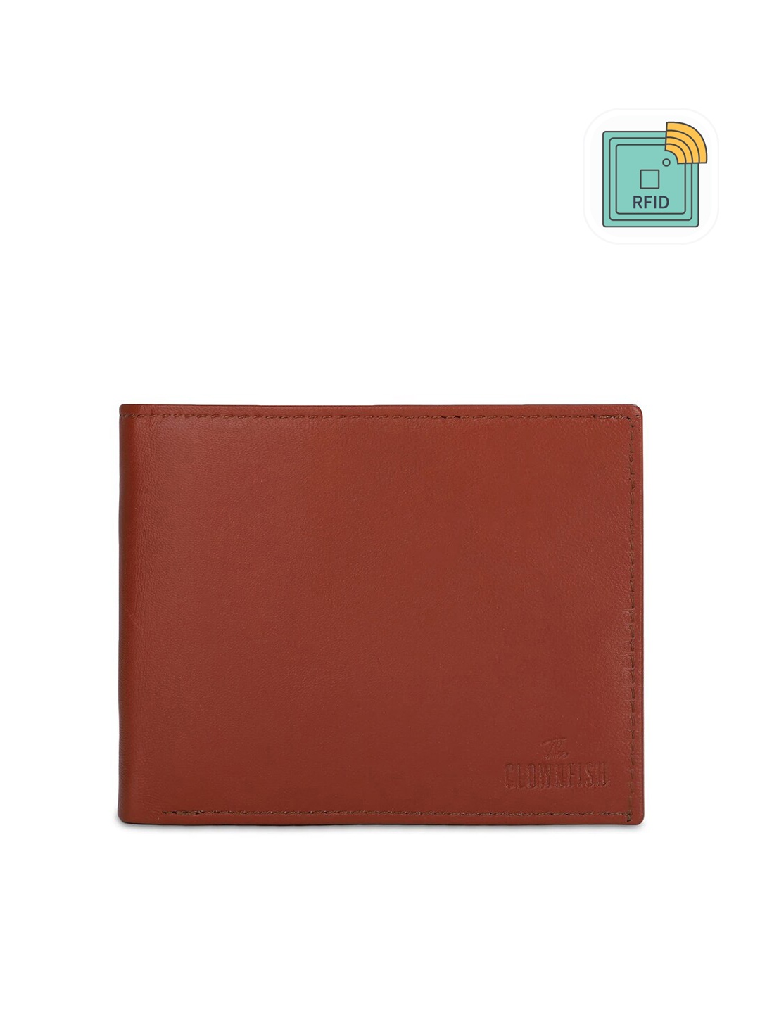 

THE CLOWNFISH Men Textured RFID Leather Two Fold Wallet, Brown