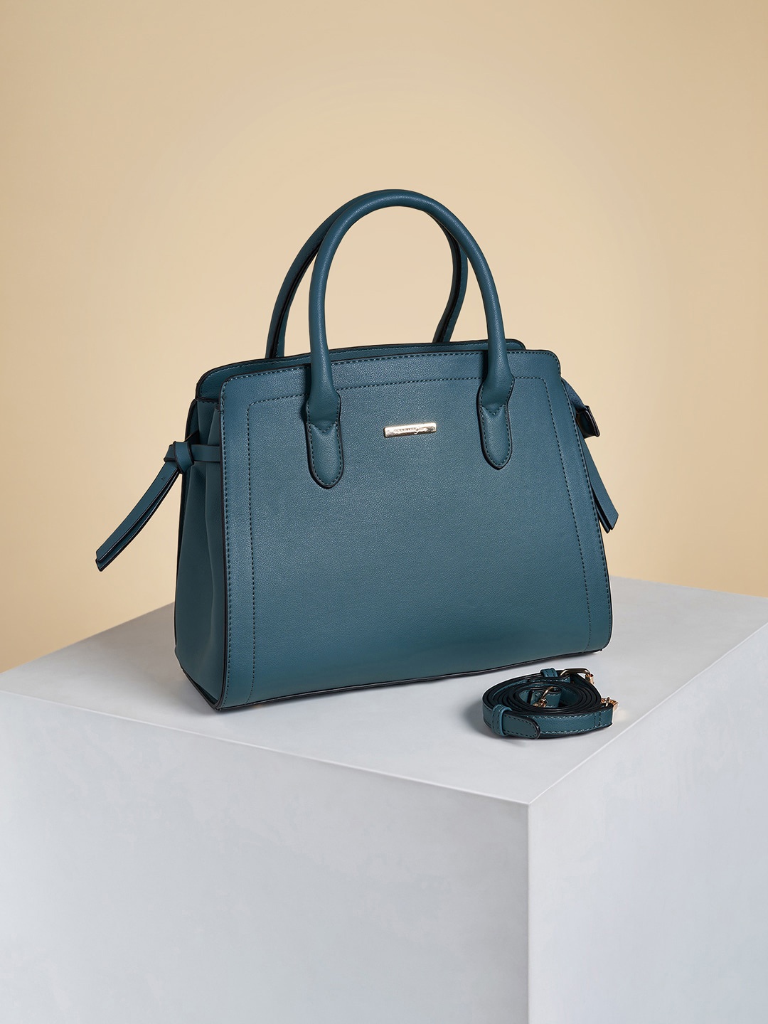 

Forever Glam by Pantaloons Structured Handheld Bag, Teal