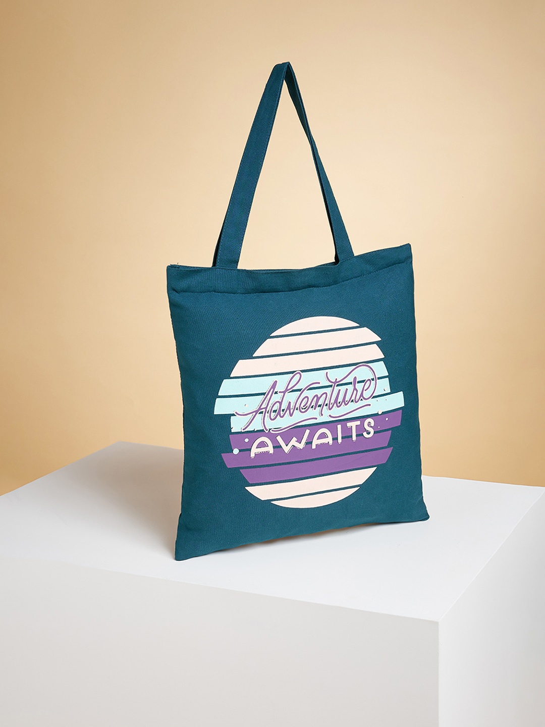 

Forever Glam by Pantaloons Graphic Printed Shopper Tote Bag, Teal
