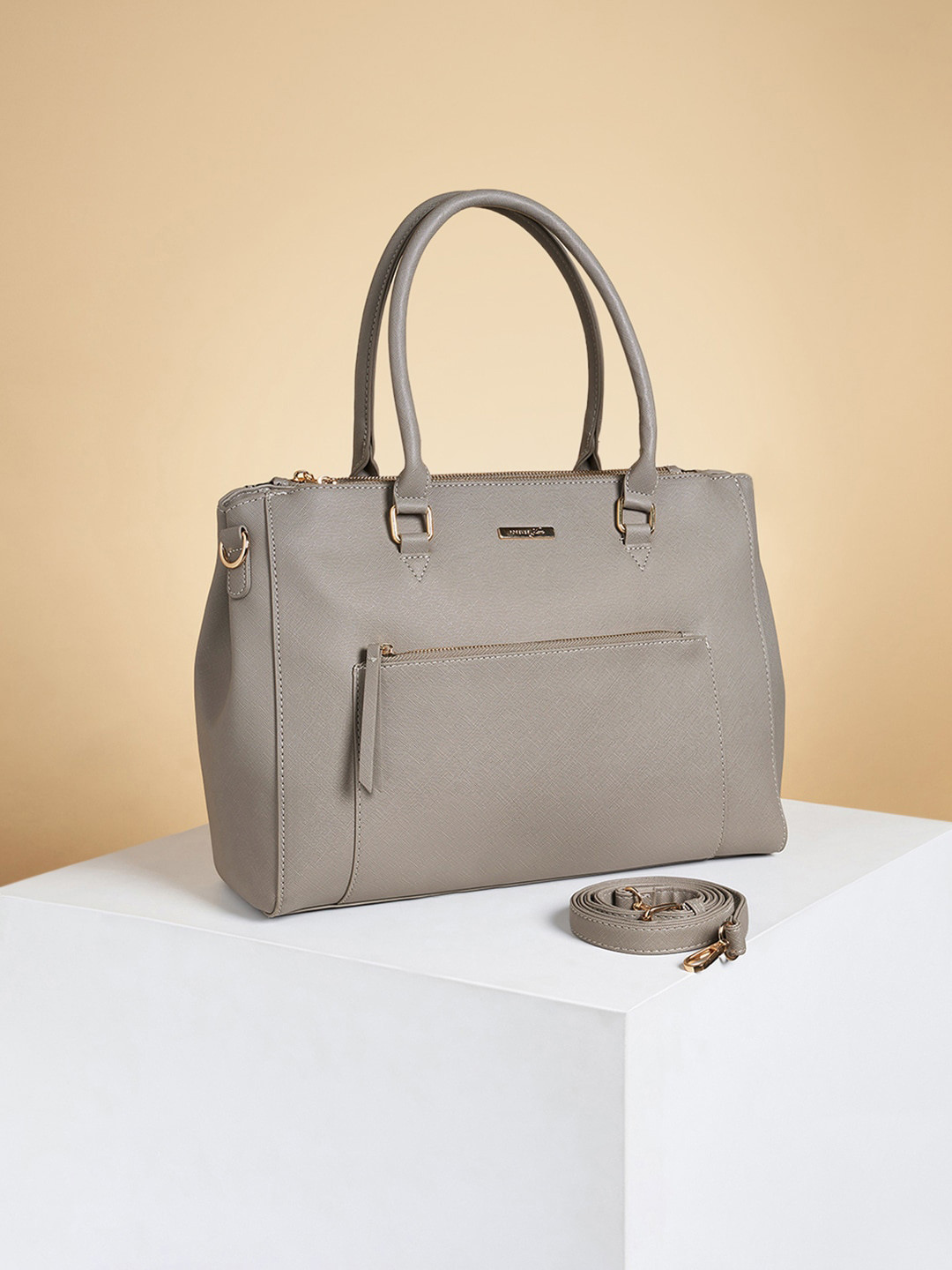 

Forever Glam by Pantaloons Structured Shoulder Bag, Beige