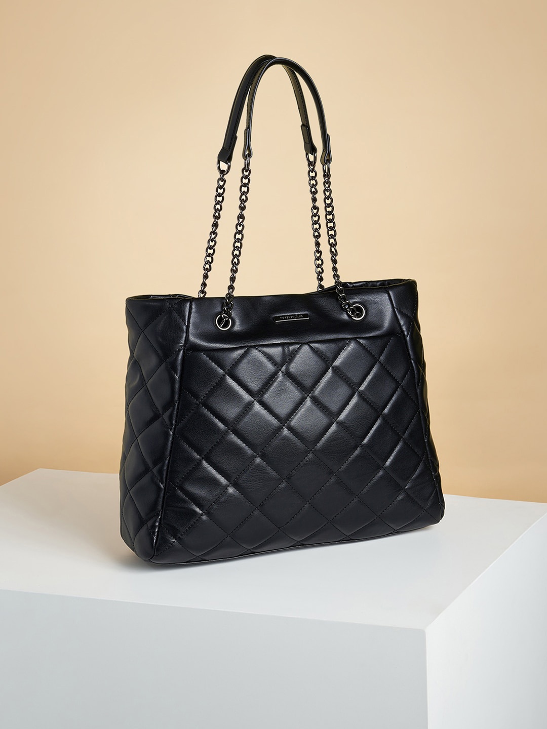 

Forever Glam by Pantaloons Oversized Structured Shoulder Bag With Quilted, Black