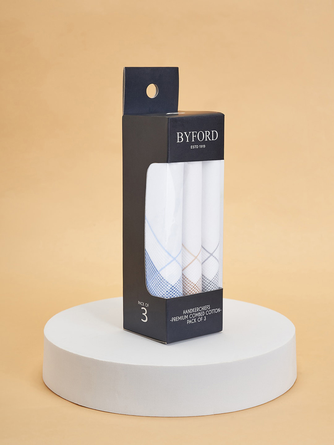 

BYFORD by Pantaloons Men Pack Of 3 Striped Cotton Handkerchief, White