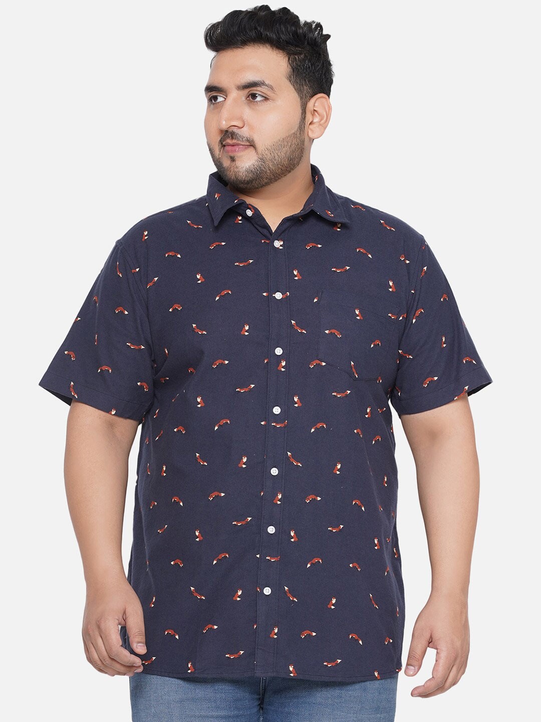 

Santonio Conversational Printed Cotton Casual Shirt, Blue