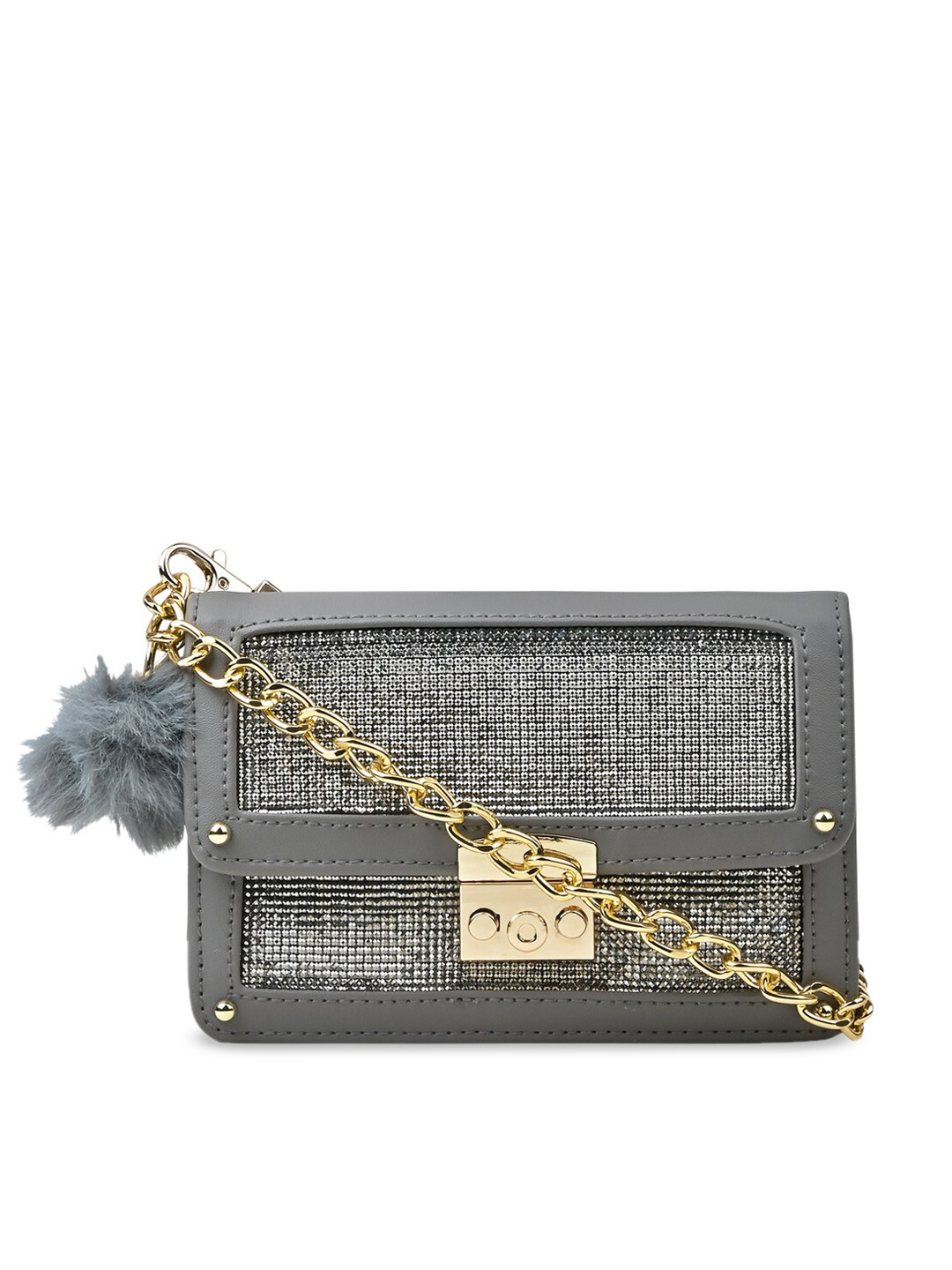 

Vdesi Embellished Structured Crossbody Sling Bag, Grey
