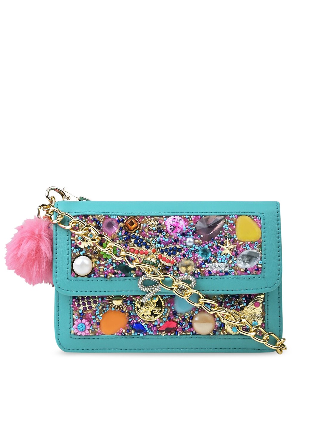 

Vdesi Embellished Structured Crossbody Sling Bag, Turquoise blue