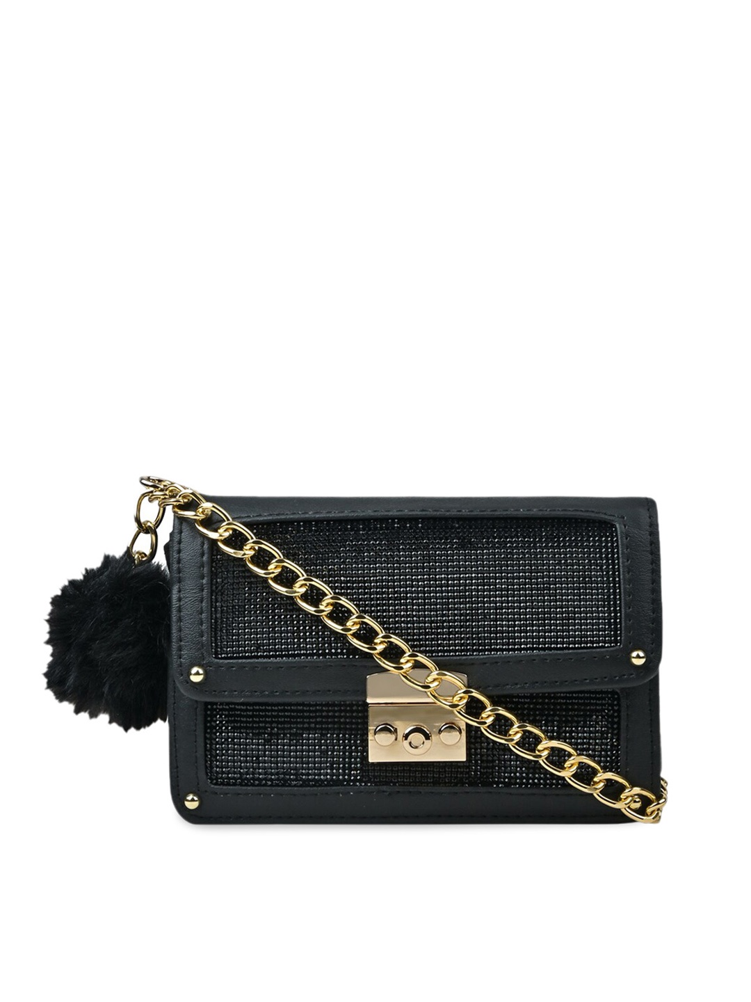 

Vdesi Embellished Structured Crossbody Sling Bag, Black