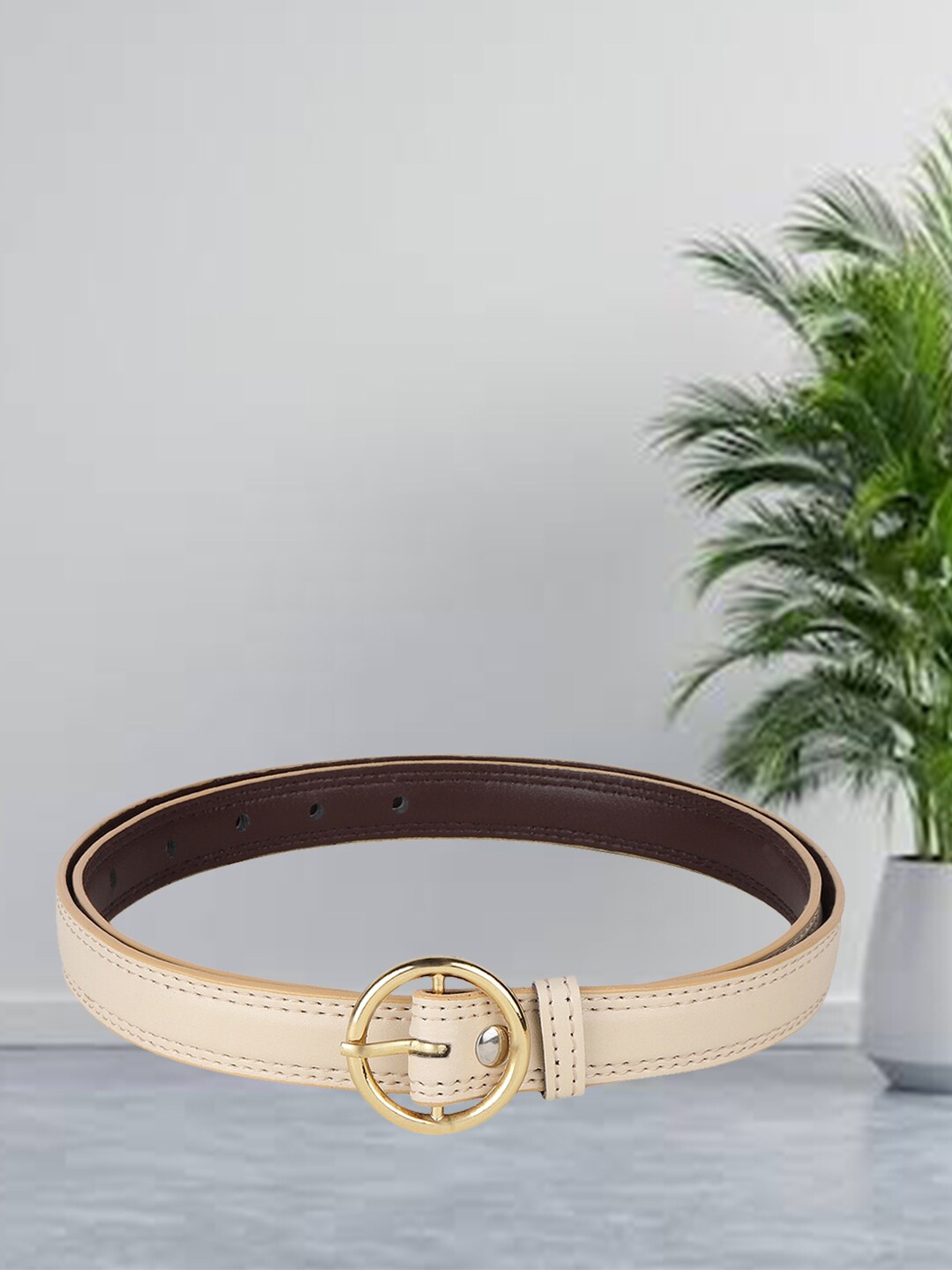 

DressBerry Women Synthetic Leather Casual Belt, Cream