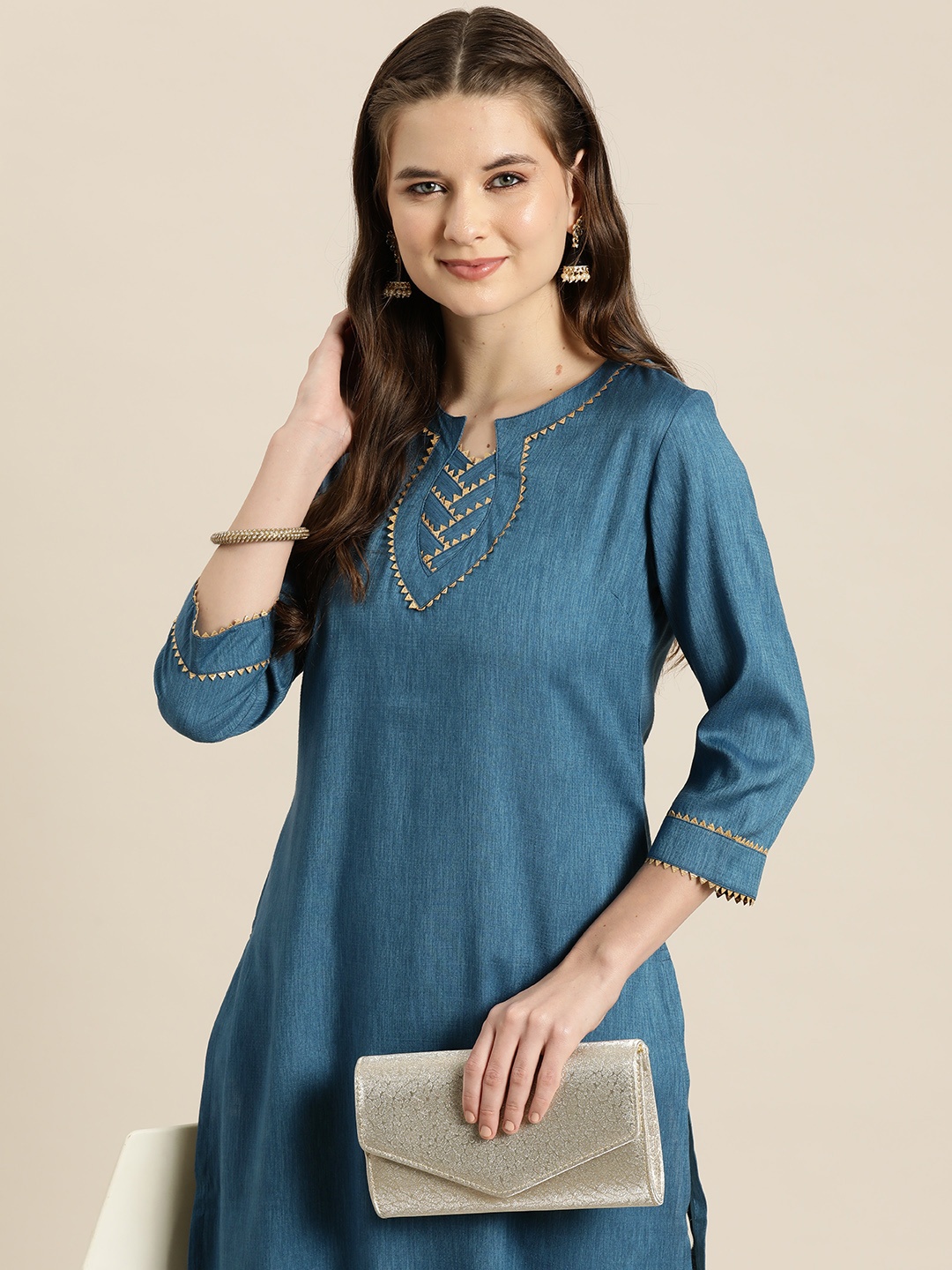 

HERE&NOW Women Gotta Patti Kurta, Blue