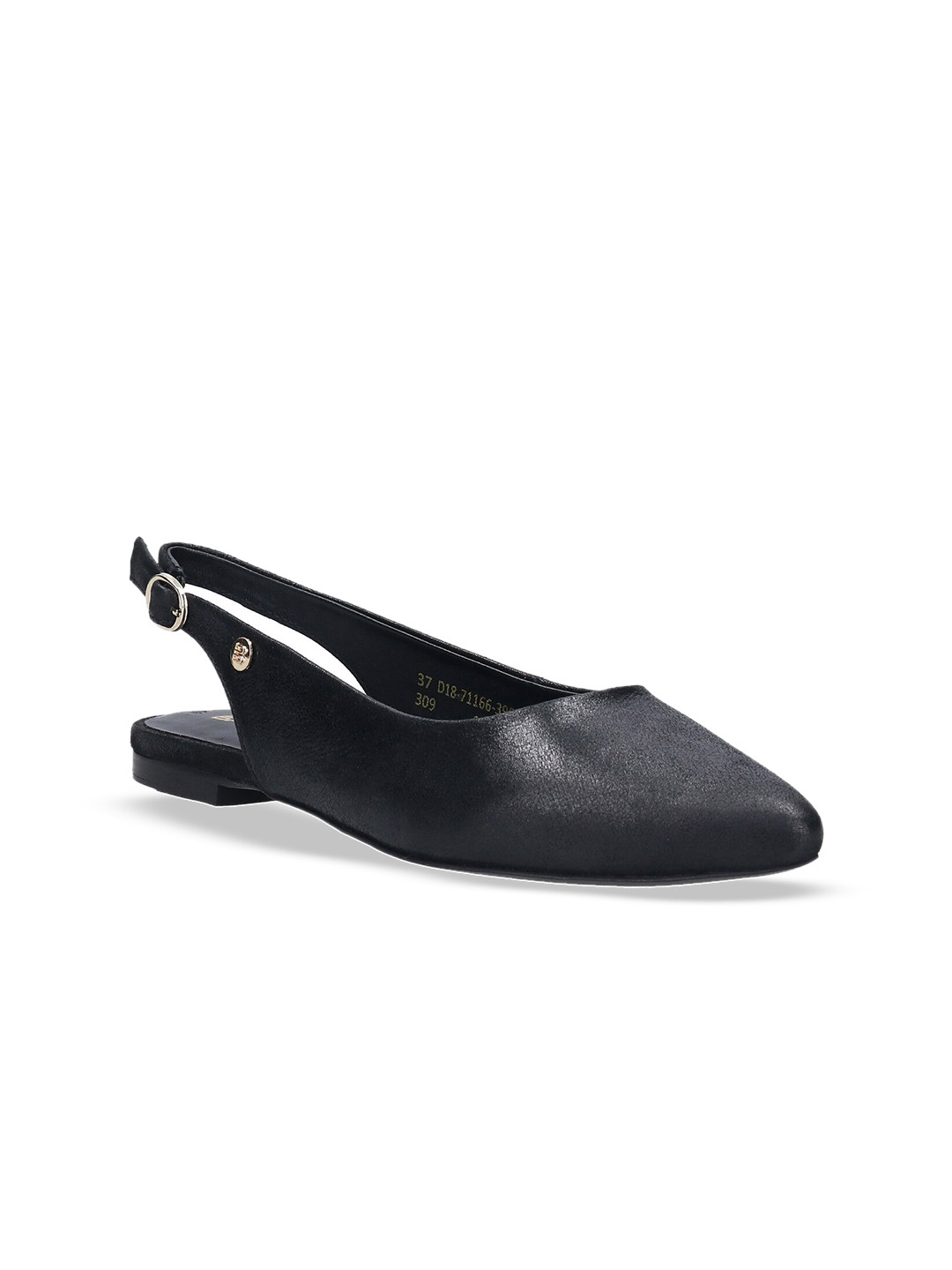 

BAGATT Tabea Pointed Toe Leather Mules With Buckles Closure, Black