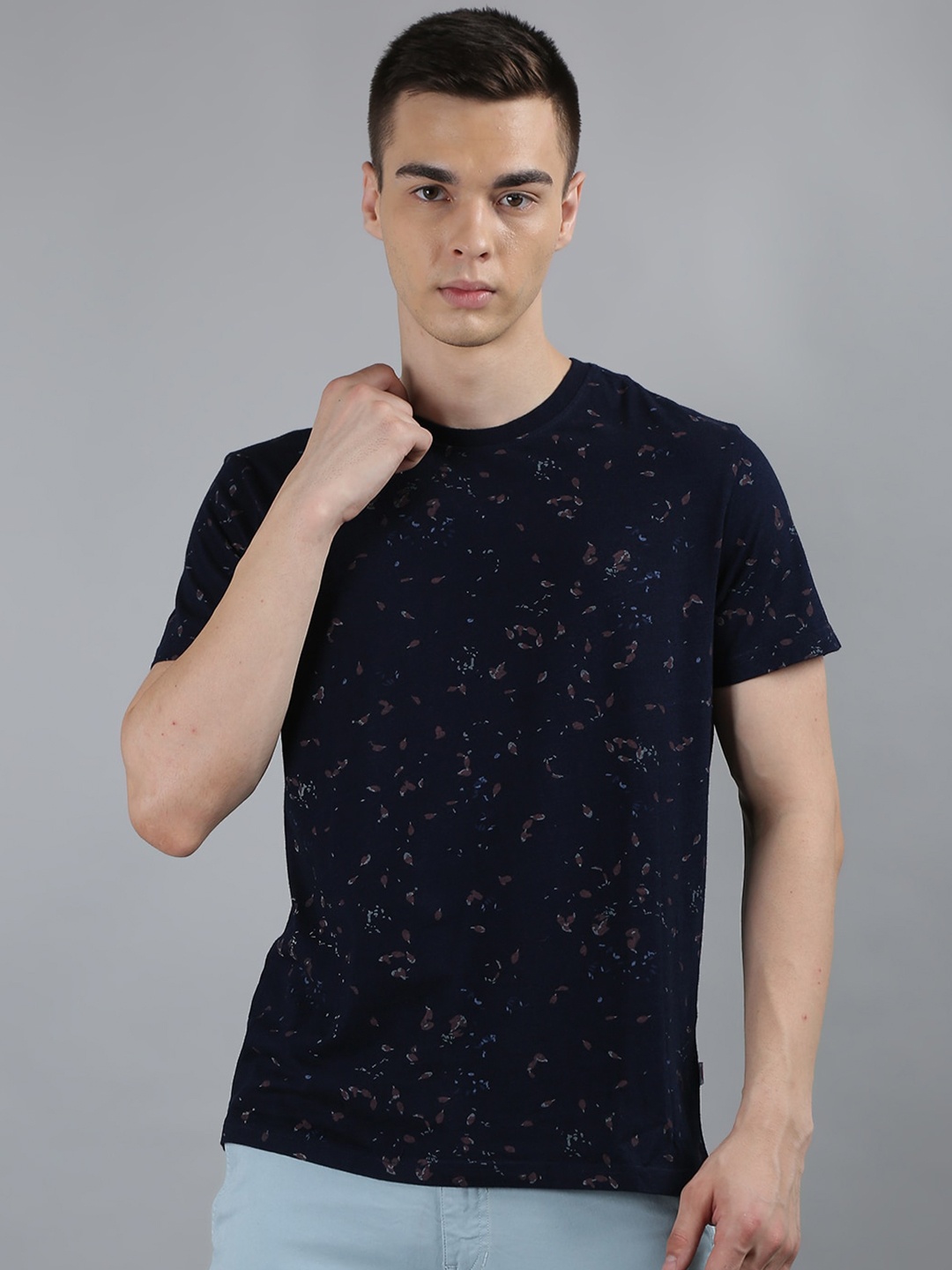 

TIM PARIS Abstract Printed Pure Cotton T-shirt, Navy blue