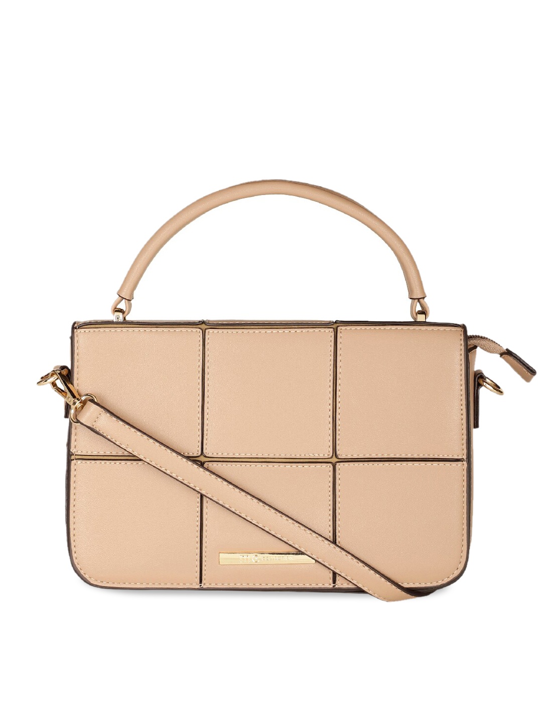 

Marie Claire Beige Leather Structured Handheld Bag